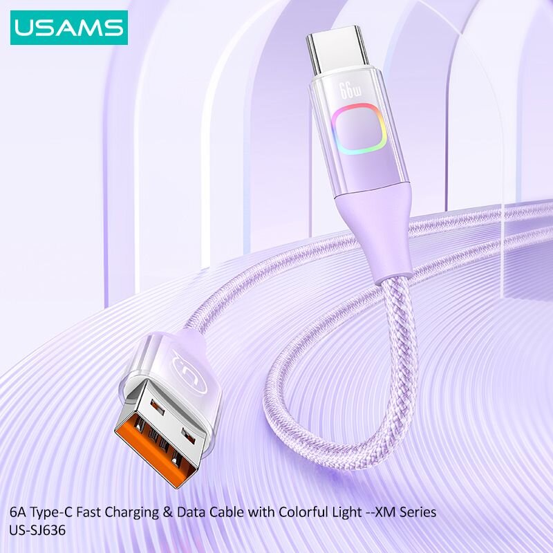 USAMS XM Series 6A USB to type-C 1.2M kaina ir informacija | Laidai telefonams | pigu.lt