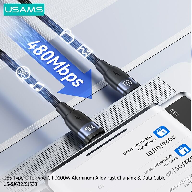 Usams U85 100W kaina ir informacija | Laidai telefonams | pigu.lt