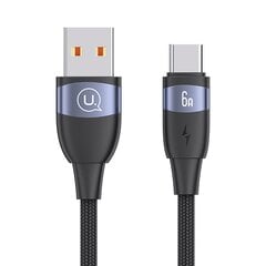 USAMS Kabel U85 USB na USB-C 6A 1.2m Fast Charging czarny|black SJ630USB01 (US-SJ630) цена и информация | Кабели для телефонов | pigu.lt