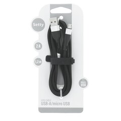 Setty USB - micro cable 1,2 m 2A KNA-M-1.221 black цена и информация | Кабели для телефонов | pigu.lt