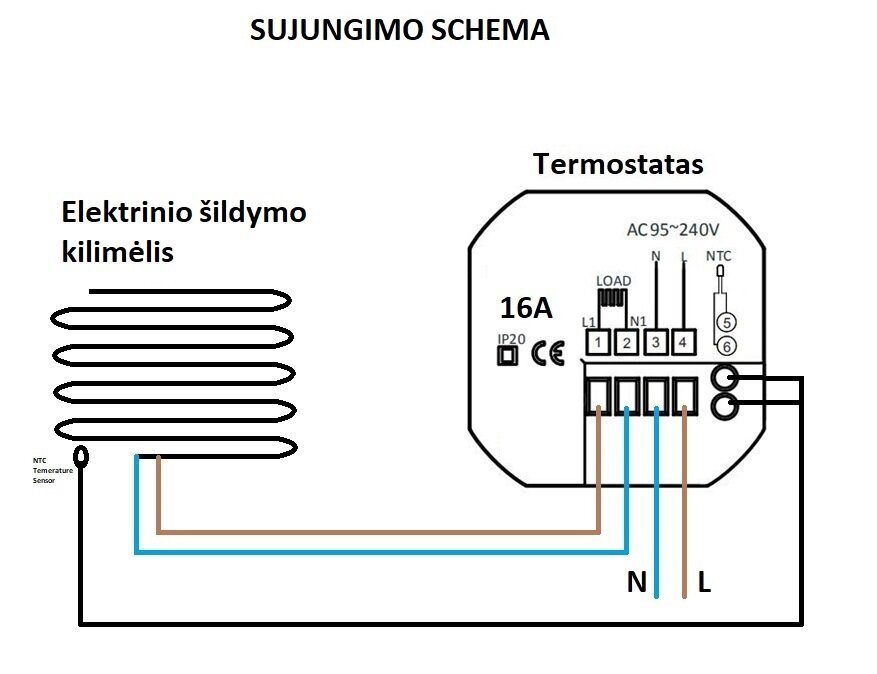 Išmanusis termostatas Spring TR8000-1WB, termostatas grindiniam šildymui, juodas kaina ir informacija | Grindų ir veidrodžių šildymo kilimėliai | pigu.lt