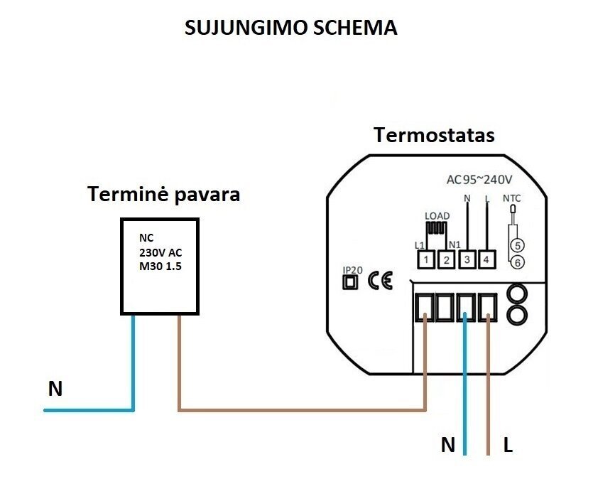 Išmanusis termostatas Spring TR8000-1WB, termostatas grindiniam šildymui, juodas kaina ir informacija | Grindų ir veidrodžių šildymo kilimėliai | pigu.lt