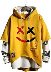 Унисекс кофта с капюшоном Hello MrLin, желтая/белая цена и информация | Мужские свитера | pigu.lt