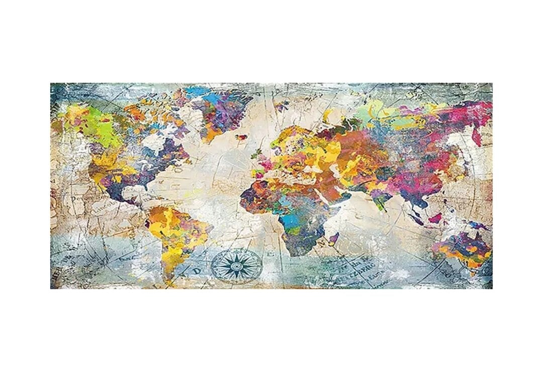Deimantinė mozaika 5D, Pasaulio žemėlapis 100 x 50 cm цена и информация | Deimantinės mozaikos | pigu.lt