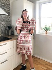 Рождественский фартук и кухонные перчатки DILL Handmade  цена и информация | Кухонные полотенца, рукавицы, фартуки | pigu.lt