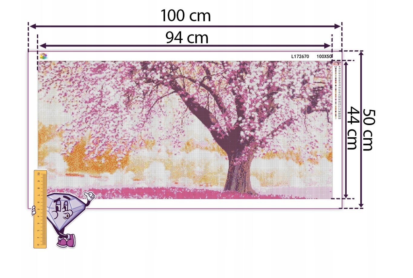 Deimantinė mozaika 5D,Sakuros 100 x 50 cm kaina ir informacija | Deimantinės mozaikos | pigu.lt