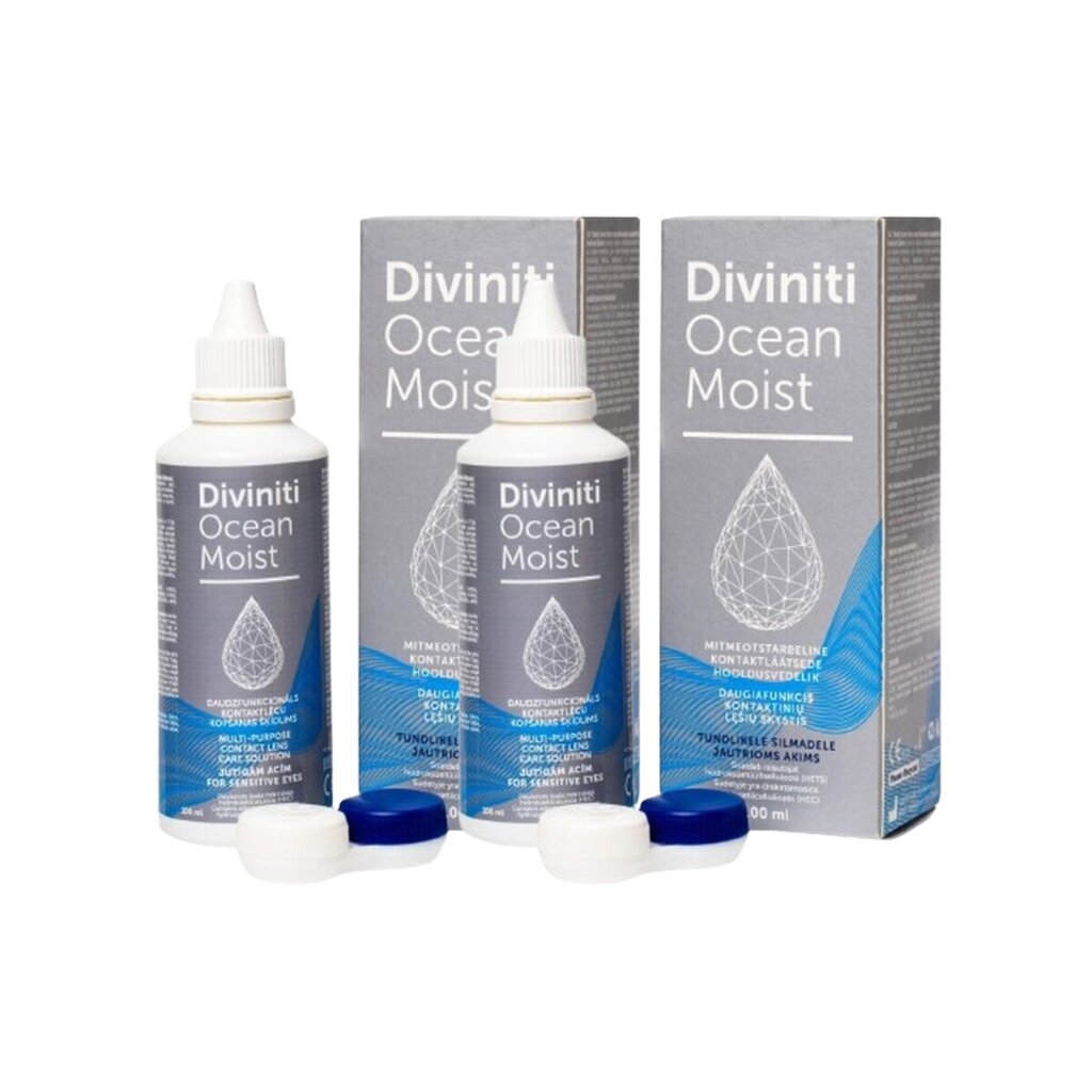 Kontaktinių lęšių skystis Diviniti Ocean Moist, 2 x 100ml kaina ir informacija | Kontaktinių lęšių skysčiai | pigu.lt