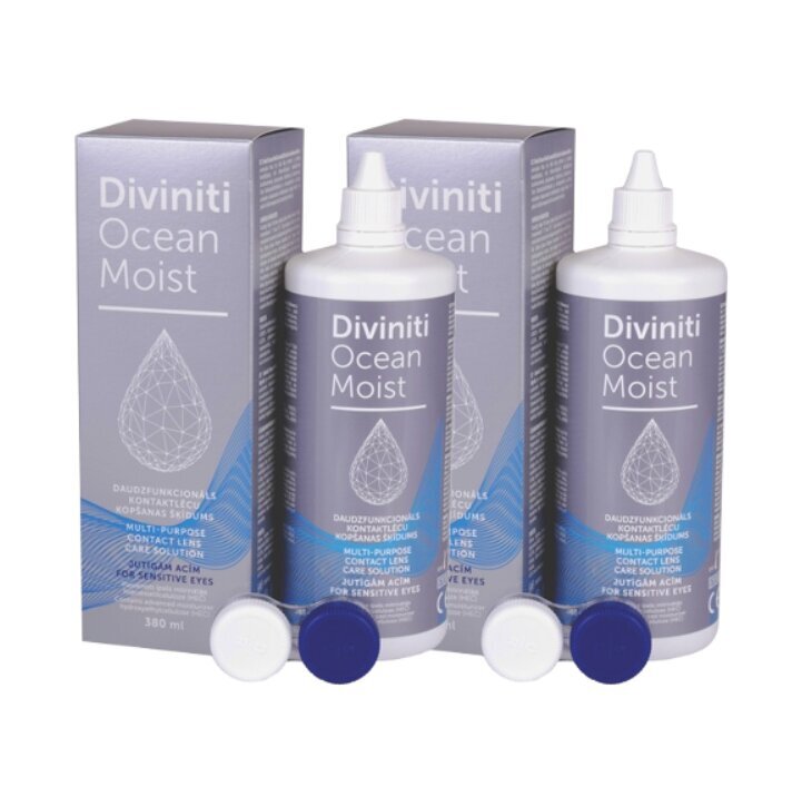 Kontaktinių lęšių skystis Diviniti Ocean Moist, 2 x 380ml цена и информация | Kontaktinių lęšių skysčiai | pigu.lt