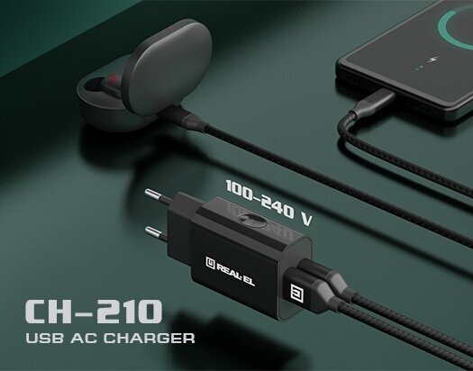 Real-El, Aukščiausios kokybės USB A – C tipo audinys kaina ir informacija | Adapteriai, USB šakotuvai | pigu.lt