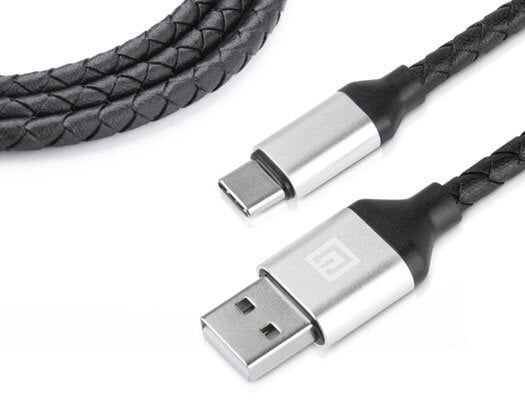 Real-El, Premium USB A - Type C Leather Oda, 1m kaina ir informacija | Adapteriai, USB šakotuvai | pigu.lt