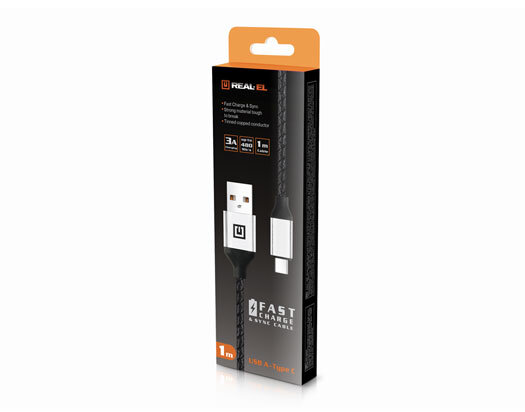 Real-El, Premium USB A - Type C Leather Oda, 1m kaina ir informacija | Adapteriai, USB šakotuvai | pigu.lt