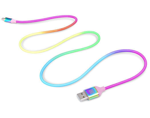 Real-El, Premium USB A - Type C Rainbow, 1m kaina ir informacija | Adapteriai, USB šakotuvai | pigu.lt