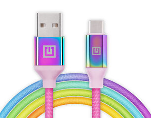 Real-El, Premium USB A - Type C Rainbow, 1m цена и информация | Адаптеры, USB-разветвители | pigu.lt