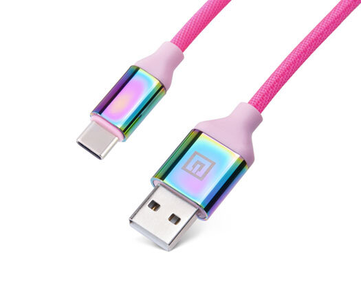 Real-El, Premium USB A - Type C Rainbow, 1m kaina ir informacija | Adapteriai, USB šakotuvai | pigu.lt