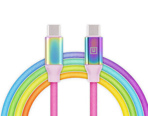 Real-El Premium USB Type C - Type C Rainbow, m1 kaina ir informacija | Adapteriai, USB šakotuvai | pigu.lt