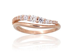 Auksinis žiedas Diamond Sky "Golden Wave XXIX" iš raudono, 585 prabos aukso kaina ir informacija | Žiedai | pigu.lt