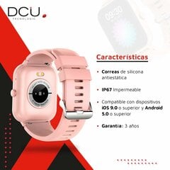 Išmanusis laikrodis DCU CURVED GLASS PRO Rožinė S0452268 цена и информация | Женские часы | pigu.lt