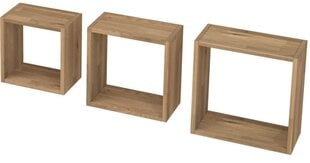 3-ių dalių lentynų komplektas Cube Decorates, rudas kaina ir informacija | Lentynos | pigu.lt