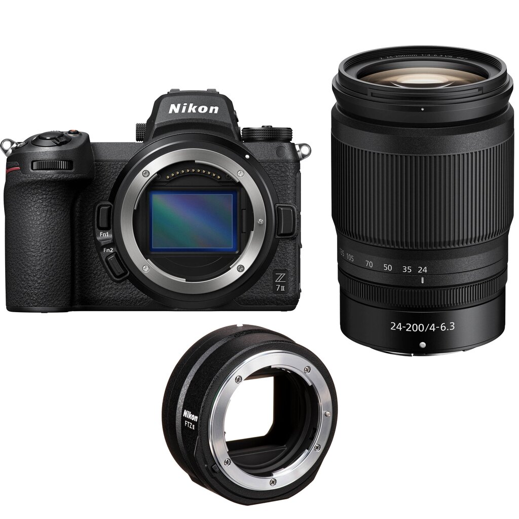 Nikon Z 7II + Nikkor Z 24-200mm f/4-6.3 VR + FTZ II Mount adapter kaina ir informacija | Skaitmeniniai fotoaparatai | pigu.lt