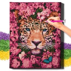 Deimantinė mozaika 5D Diamond Painting Oh Art! Leopardas ir gėlės, 40x50 cm kaina ir informacija | Deimantinės mozaikos | pigu.lt