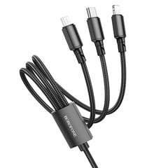 Borofone Cable BX72 3 in 1 - USB to Type C, Micro USB, Lightning - 2A 1 metre black цена и информация | Кабели для телефонов | pigu.lt