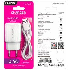 Зарядное устройство KAKUSIGA KSC-373 | 12 Вт | 2,4 А + кабель USB-C 1 м белый цена и информация | Зарядные устройства для телефонов | pigu.lt