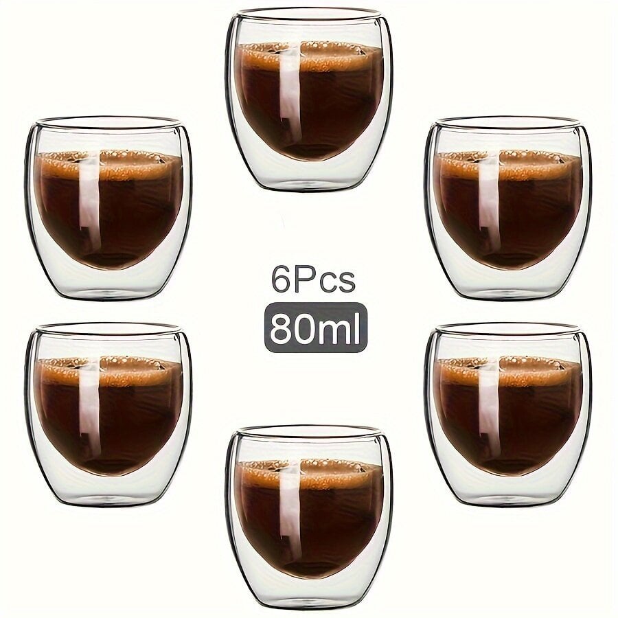 Dvigubo stiklo kavos puodeliai, 6 vnt цена и информация | Taurės, puodeliai, ąsočiai | pigu.lt