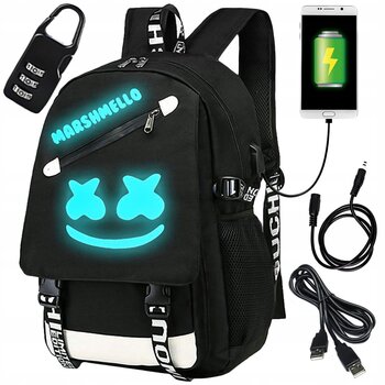 Tamsoje šviečianti mokyklinė kuprinė Marshmelo su priedais цена и информация | Школьные рюкзаки, спортивные сумки | pigu.lt