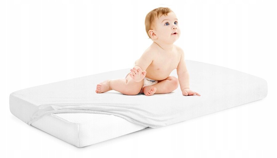 Babymam vaikiška paklodė su guma balta, 120x60 cm kaina ir informacija | Patalynė kūdikiams, vaikams | pigu.lt