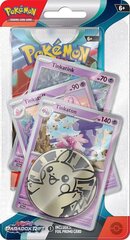 Kortos Pokemon TCG Scarlet & Violet 4 Paradox Rift Premium Checklane 1-Pack Blister Tinkatink kaina ir informacija | Stalo žaidimai, galvosūkiai | pigu.lt