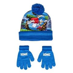 Kepurės ir pirštinių komplektas berniukams Sonic, mėlynas цена и информация | Шапки, перчатки, шарфы для мальчиков | pigu.lt