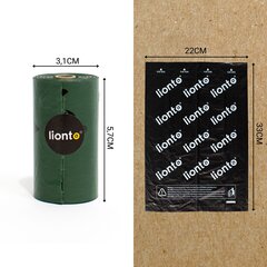 Ekskrementų maišeliai Lionto, 600 vnt, žali/juodi kaina ir informacija | Priežiūros priemonės gyvūnams | pigu.lt