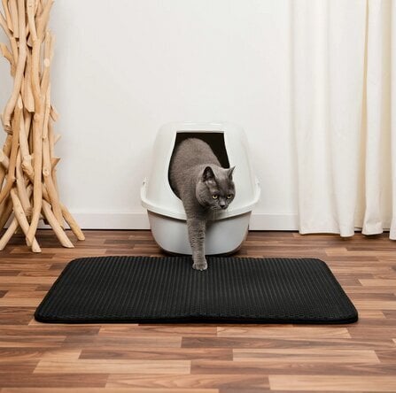 Kačių tualeto kilimėlis Lionto, juodas, 61 x 38 cm kaina ir informacija | Priežiūros priemonės gyvūnams | pigu.lt