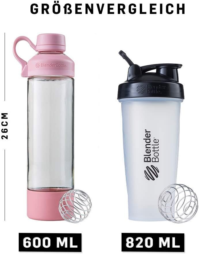 Stiklinė gertuvė ir baltymų plaktuvas BlenderBottle Mantra C02612, 600 ml цена и информация | Gertuvės | pigu.lt