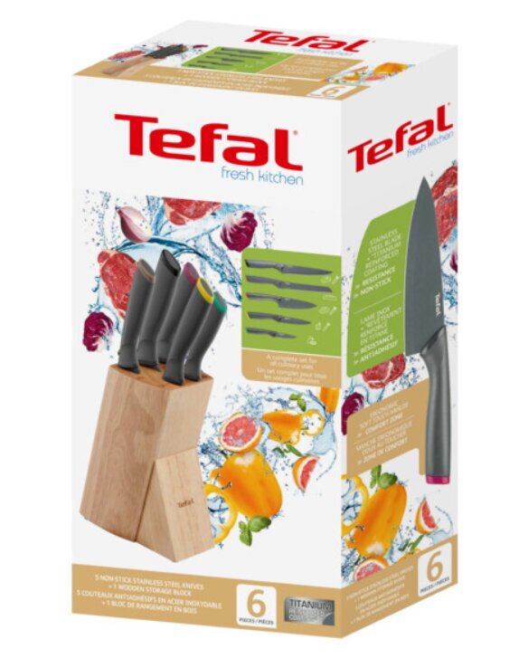 Peilių rinkinys TEFAL Fresh Kitchen, 6 dalių цена и информация | Peiliai ir jų priedai | pigu.lt