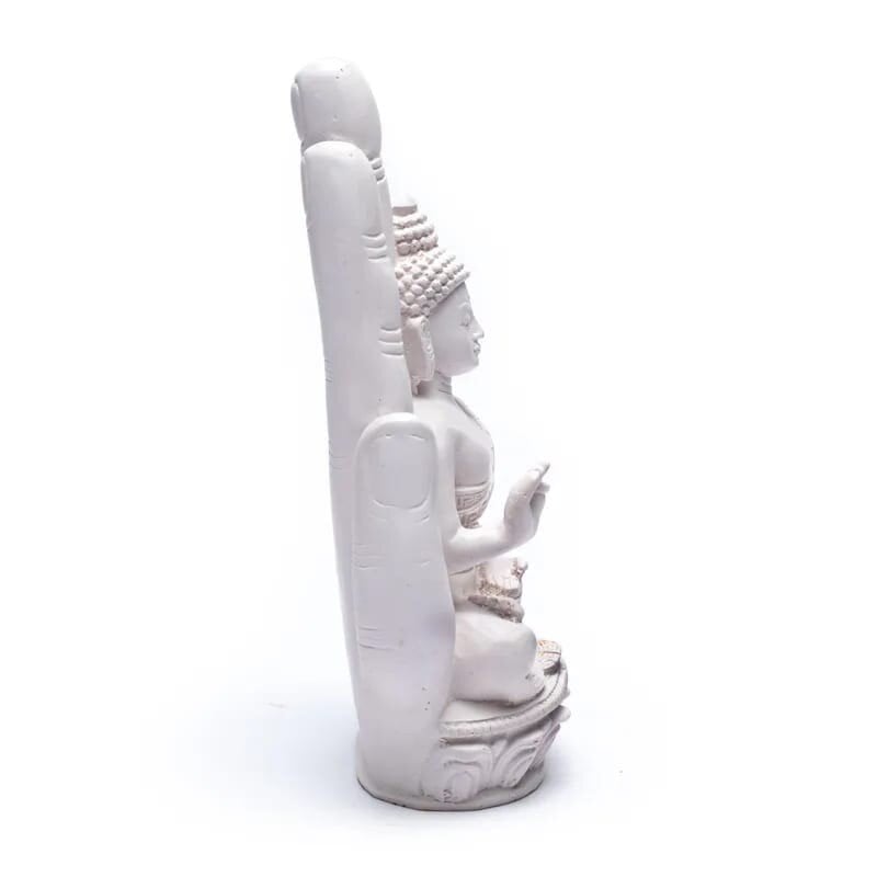 Buddha baltoje rankoje, statulėlė, 23cm kaina ir informacija | Interjero detalės | pigu.lt