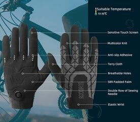 Велосипедные перчатки унисекс Rockbros, L, черные цена и информация | Велосипедные перчатки | pigu.lt