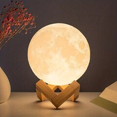 Светодиодная 3D лунная лампа, 12 см цена и информация | Настольные светильники | pigu.lt