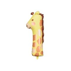 Folijos balionas su skaičiumi 1 - Žirafa 31x82 cm цена и информация | Шарики | pigu.lt
