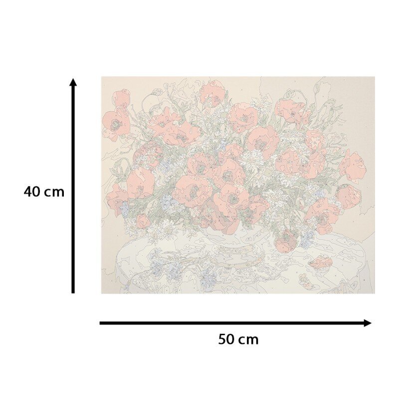 Tapyba pagal skaičius Gėlės 50x40cm kaina ir informacija | Tapyba pagal skaičius | pigu.lt