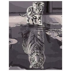 Tapyba pagal skaičius Katė ir tigras 40x50cm kaina ir informacija | Tapyba pagal skaičius | pigu.lt