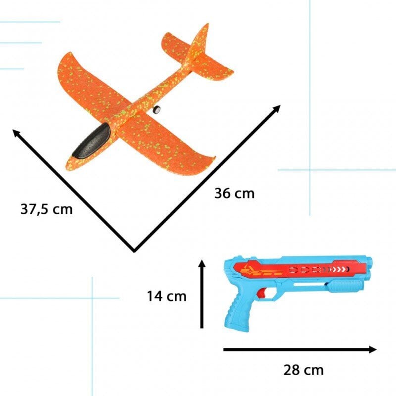 Žaislinio lėktuvo automatinio paleidimo pistoletas Kontext, mėlynas/oranžinis kaina ir informacija | Žaislai berniukams | pigu.lt