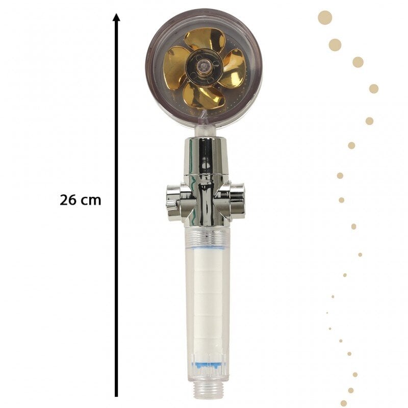 Rankinis dušas su turbininiu ventiliatoriumi aukso spalvos kaina ir informacija | Vonios kambario aksesuarai | pigu.lt