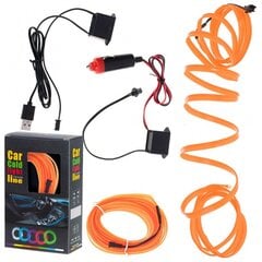 LED aplinkos apšvietimas automobiliui / automobilio USB / 12V juosta 5 m oranžinė цена и информация | Автомобильные лампочки | pigu.lt