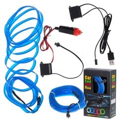 LED aplinkos apšvietimas automobiliui / automobilio USB / 12V juosta 5 m mėlyna цена и информация | Автомобильные лампочки | pigu.lt
