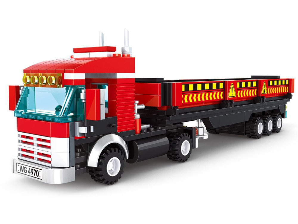 Konstruktorius Wange Sunkvežimis su priekaba, 323 d., raudonas kaina ir informacija | Konstruktoriai ir kaladėlės | pigu.lt