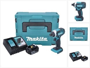 Аккумуляторный ударный гайковерт Makita 18 В с аккумулятором цена и информация | Шуруповерты, дрели | pigu.lt