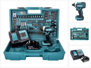 Аккумуляторный ударный гайковерт Makita 18 В с аккумулятором цена и информация | Шуруповерты, дрели | pigu.lt