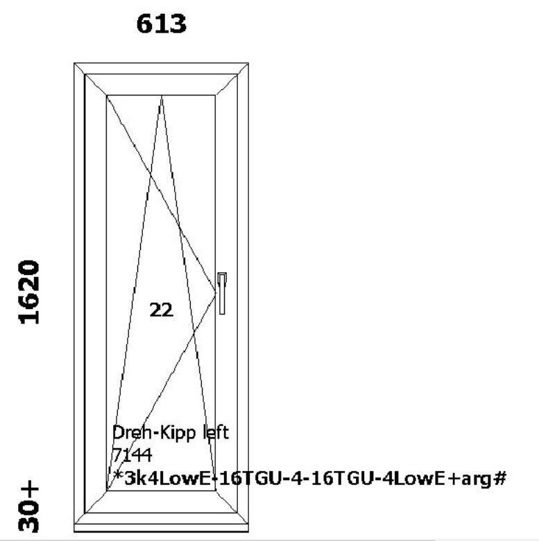 Atidaromas PVC langas 613*1650 ARUTECH kaina ir informacija | Plastikiniai langai | pigu.lt