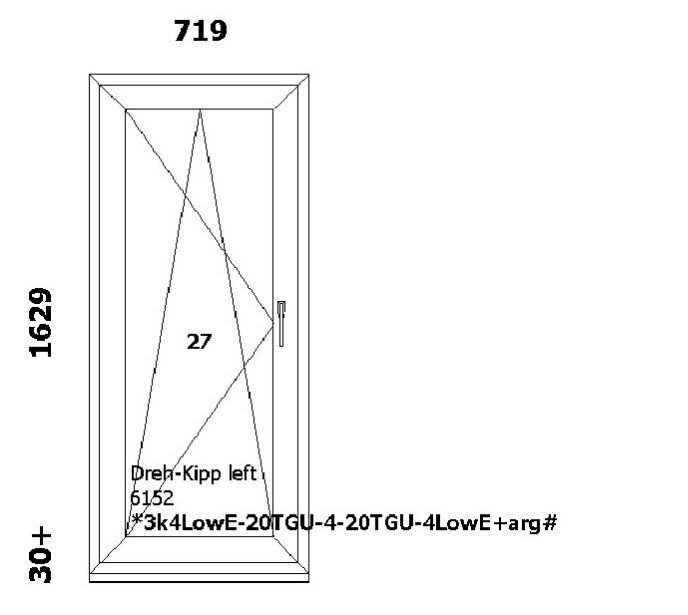 Atidaromas PVC langas 719*1659 ARUTECH kaina ir informacija | Plastikiniai langai | pigu.lt